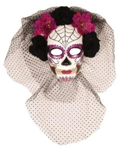 Masker Day Of The Dead Paars Bloemen
