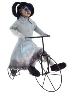 Meisje Op Fiets Met Licht, Geluid En Beweging