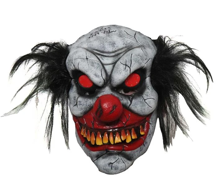 Hoofdmasker Zombie Clown Met Lichtgevende Ogen 3 Hoofdmasker Zombie Clown Met Lichtgevende Ogen