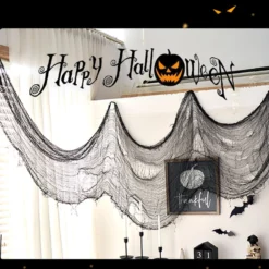Halloween Decoratie Gaasdoek Zwart 200 X 76 Cm -Halloween Rekwisieten Winkel griezelige doek voor halloween decoratie scary party scene prop horror huis venster tafel deur netto zwart.jpg q90.jpg